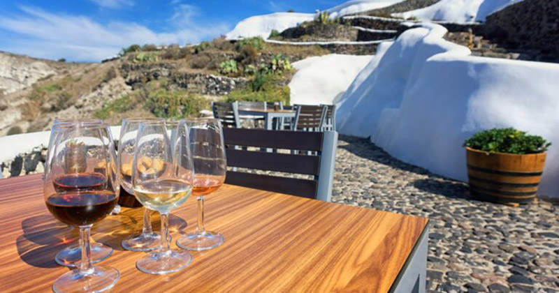 Wine tasting at the Venetsanos Winery, Santorini.